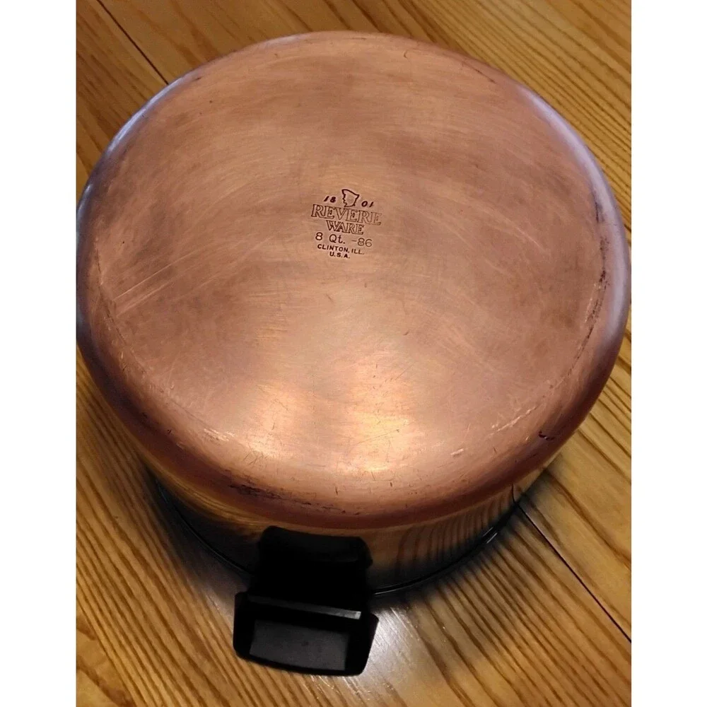Revere Ware Vintage 8 Qt 92 b SS Copper Clad Bottom Stock Pot No Lid Illonois
